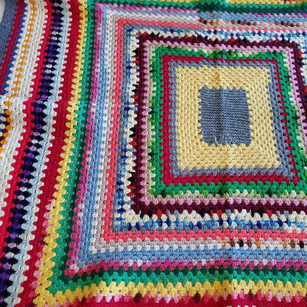 Granny Square Geometric Squares Crochet Blanket Afghan 50 x 50 inches Colorful - Picture 7 of 14